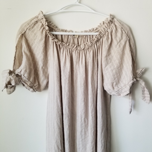 🇮🇹 VANESSA ALEXANDRA Linen Blend Ruffle Neck Dress Size S - Picture 3 of 11
